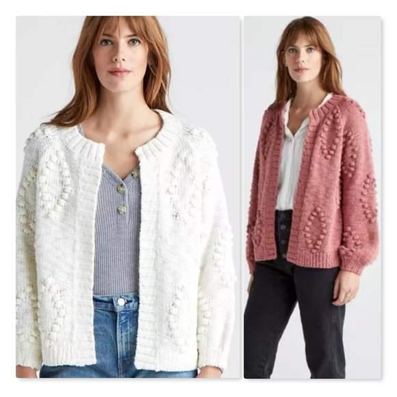Lucky Brand Bobble Knit Cardigan White 